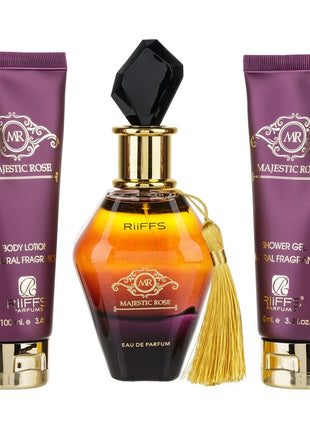 Set Cadou Majestic Rose Apa de Parfum 100ml + Gel De Dus 100ml + Lotiune de corp 100ml, Riiffs