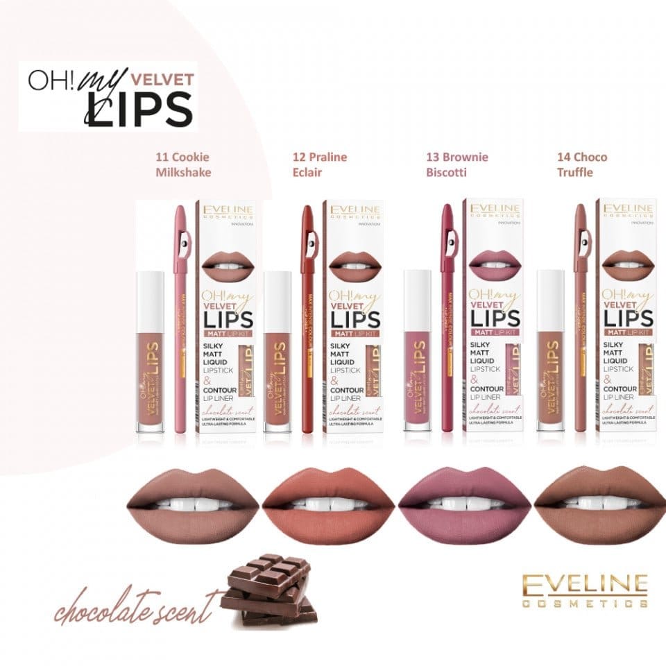 Eveline Cosmetics Oh! My Velvet Lips KIT 13 BROWNIE BISCOTTI