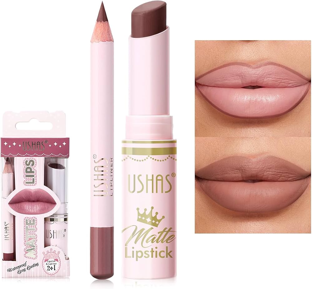 Ushas Matte Lips – 2-in-1 Matte Lipstick + Lip Liner S14